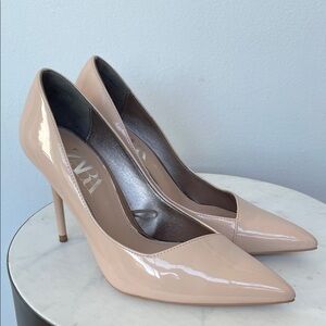 Zara Women's Blush Patent Leather Heels 38